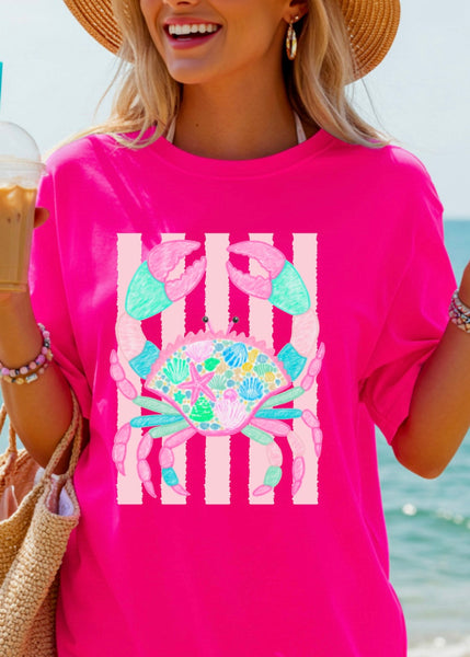 Whimsical Summer Crab Graphic Tee
