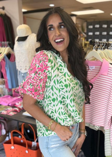 A Mothers Love Bubble Sleeve Print Top