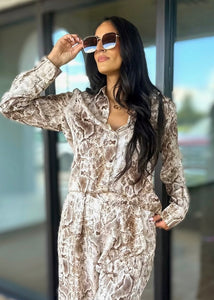 I'm Original Python Print Button Up Blouse