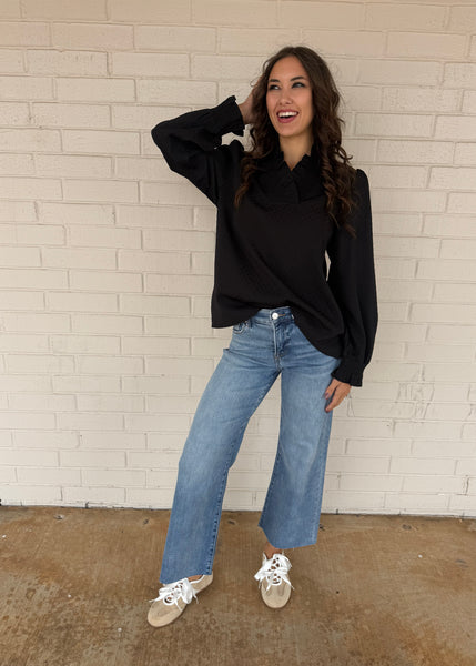 Calling All Dots Black Long Sleeve Top
