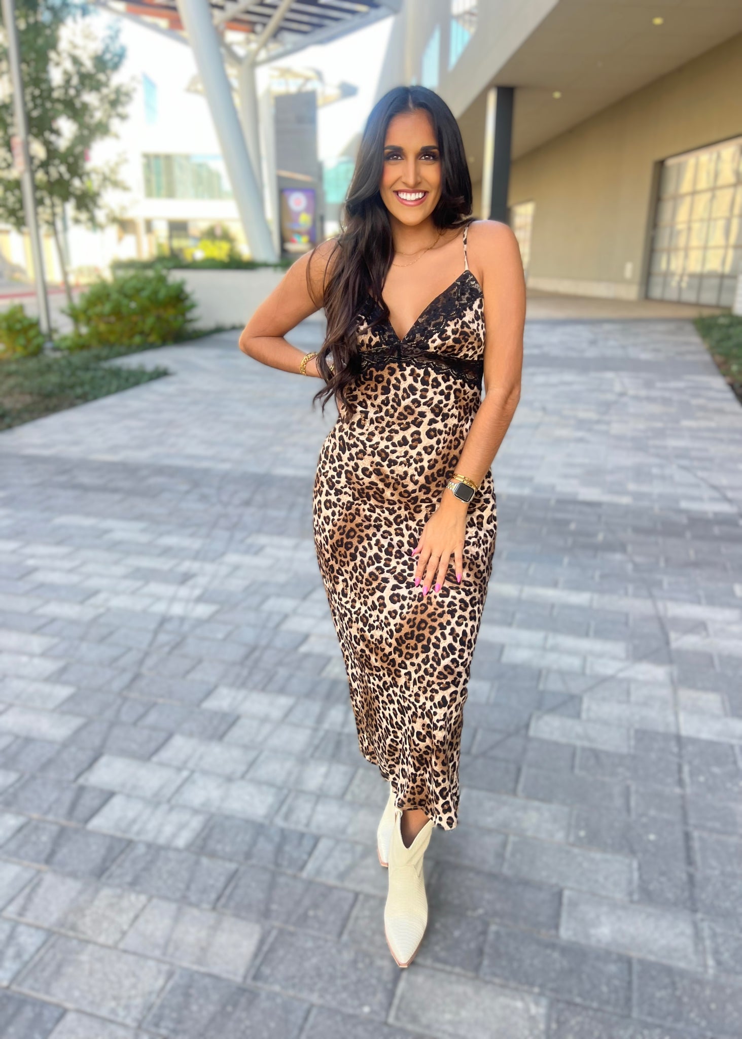 Long Awaited Leopard Lace Maxi Dress