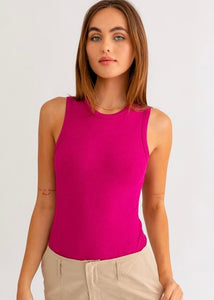 Now And Later Magenta Sleeveless Bodysuit - MEDIUM