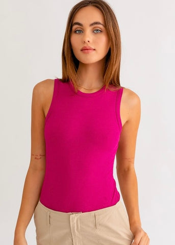 Now And Later Magenta Sleeveless Bodysuit