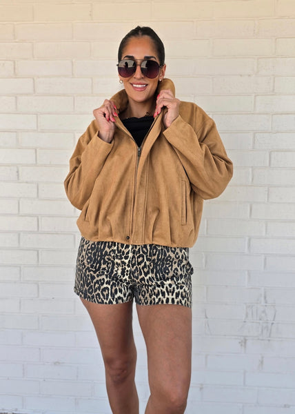 My Own Move Camel Suede Bubble Jacket