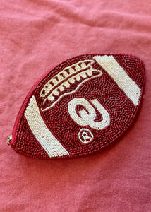 OU Football Crimson Beaded Pouch