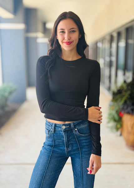 Underneath It All Basic Black Long Sleeve Top