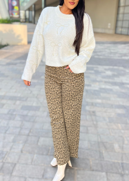 Wild And Free Leopard Print Wide Leg Pants