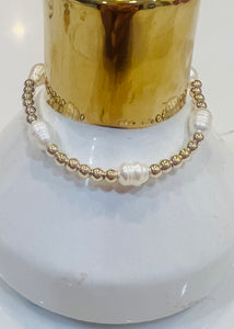 4 MM Gold Filled Multi Pearl & Gold Ball Bracelet