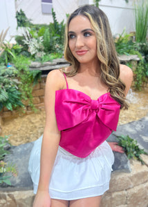 Love Train Hot Pink Bow Front Top