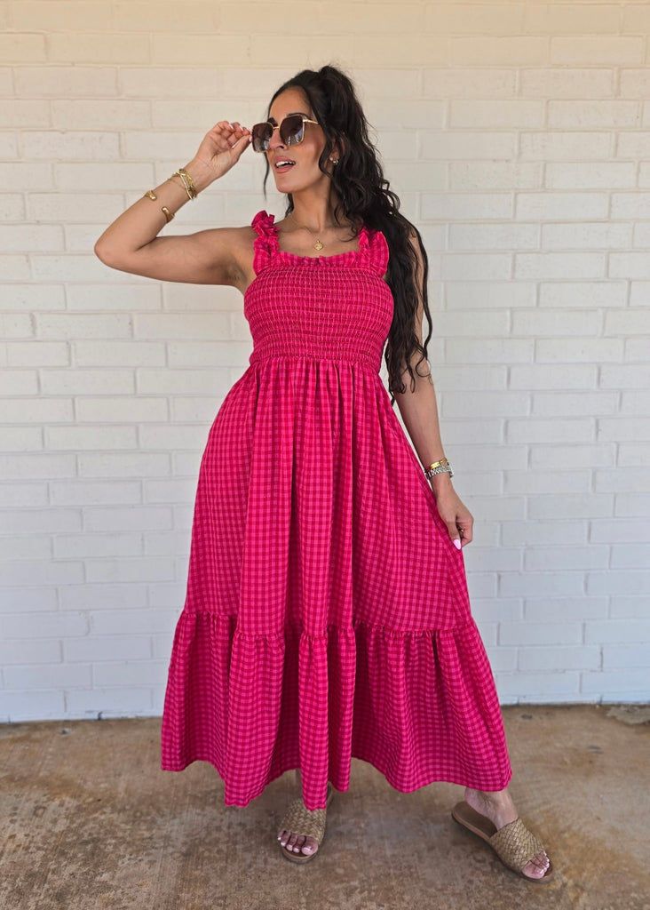 pink gingham maxi dress Let It Be Pink & Red Gingham Maxi Dress – Pink Attitude Boutique