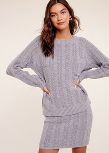 Crazy Cozy Grey Sweater & Skirt Set