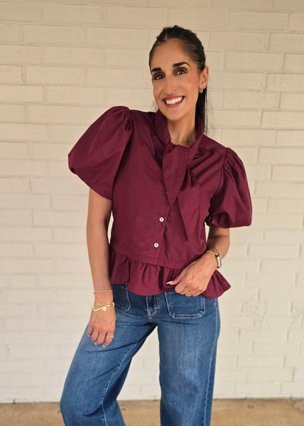 Make No Mistake Burgundy Babydoll Top
