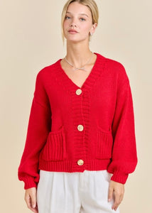 Rely On Me Red Button Up Cardigan