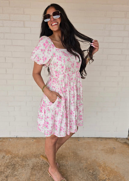 Share The Love Pink & White Floral Mini Dress