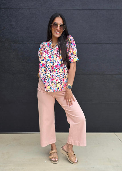Happy For You Floral Puff Sleeve Top