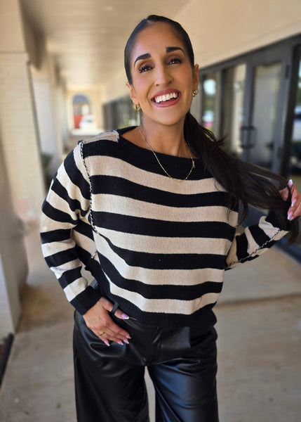 You Are Home Striped Cropped Sweater