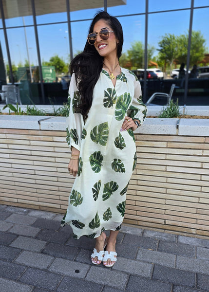 Tropical Breeze Cream Maxi Dress