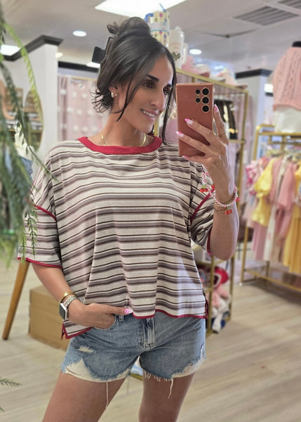 Come As You Are Striped Short Sleeve Top