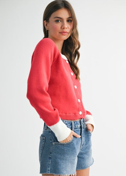 Girl Boss Red Cardigan Sweater