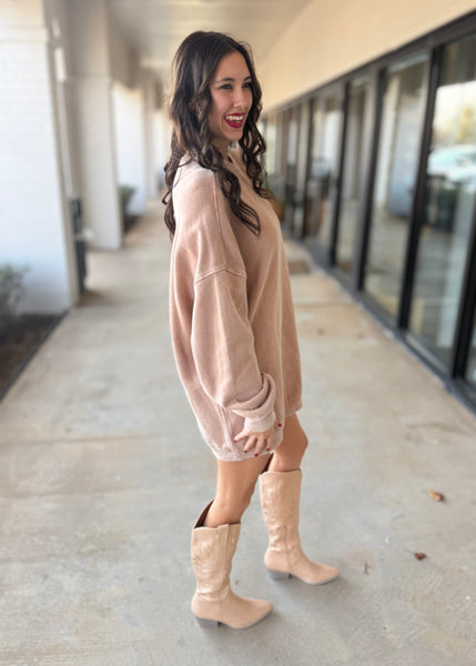 Buying Time Taupe Oversized Sweatshirt