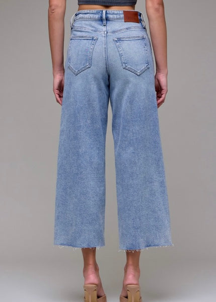 Lucy Light Wash Cropped Wide Leg Jeans