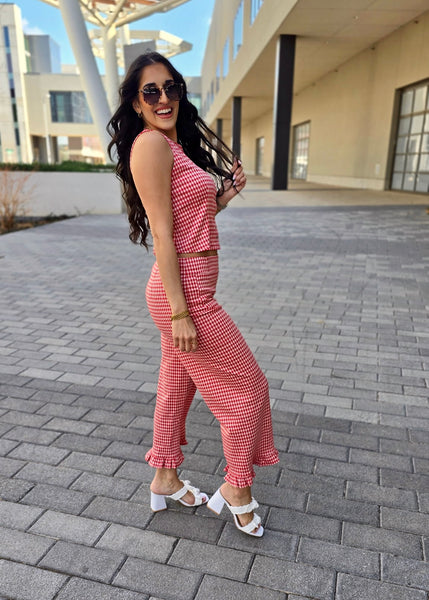 On A Picnic Red Gingham 2 pc Set