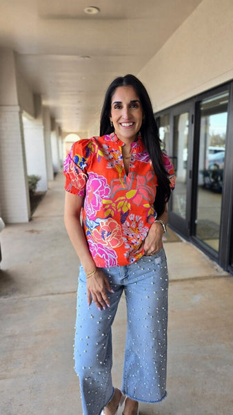 Garden Party Floral Print Top