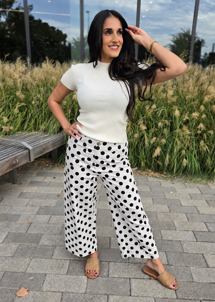 Perfect In Polka Dots Wide Leg Pants - Black