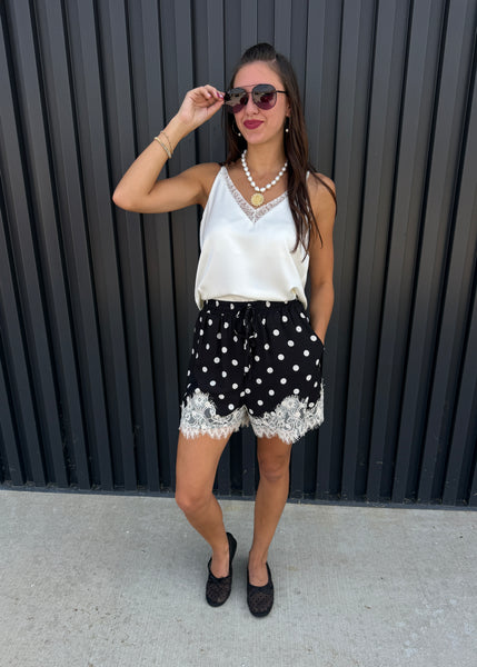 Made You Look Polka Dot Lace Shorts