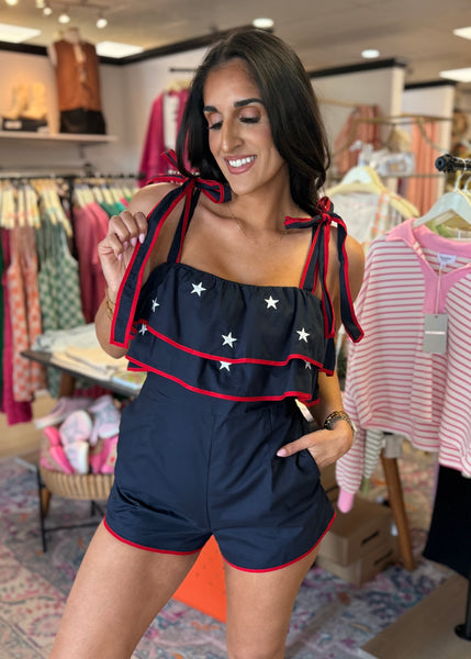American Sweetheart Navy Star Romper