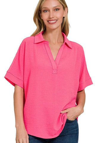 Happy Days Pink V Neck Summer Top