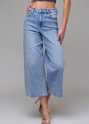 Lucy Light Wash Cropped Wide Leg Jeans
