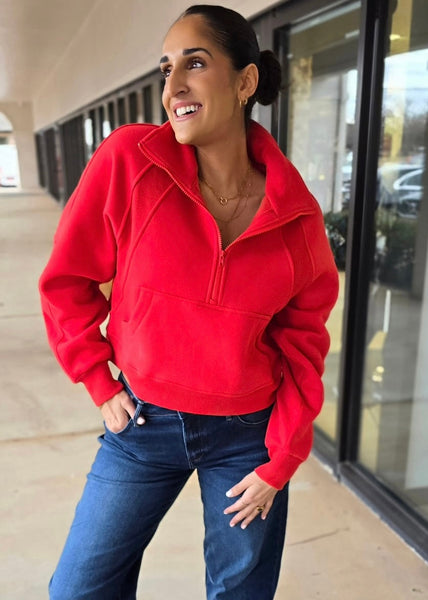 The Scuba Half Zip Sweatshirt - Tomato