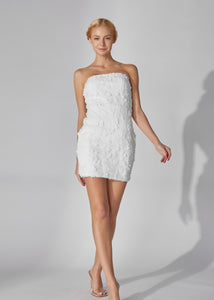 Easy To Love White Floral Jacquard Strapless Mini Dress