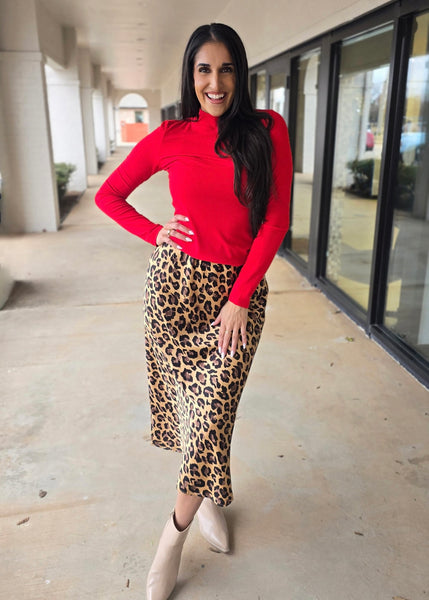 The Chase Leopard Print Midi Skirt