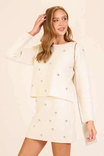 A Hint Of Sweetness Cream Pearl Sweater