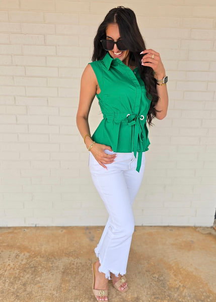 Quick Update Green Sleeveless Top