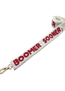 BOOMER SOONER White Beaded Bag Strap