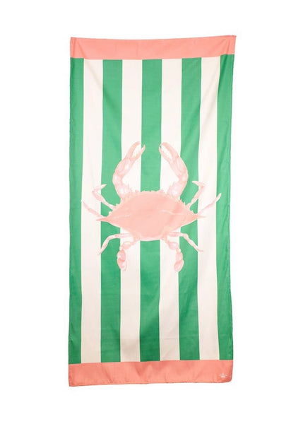 San Blas Crab Beach Towel   Emerald/Pink   34x70