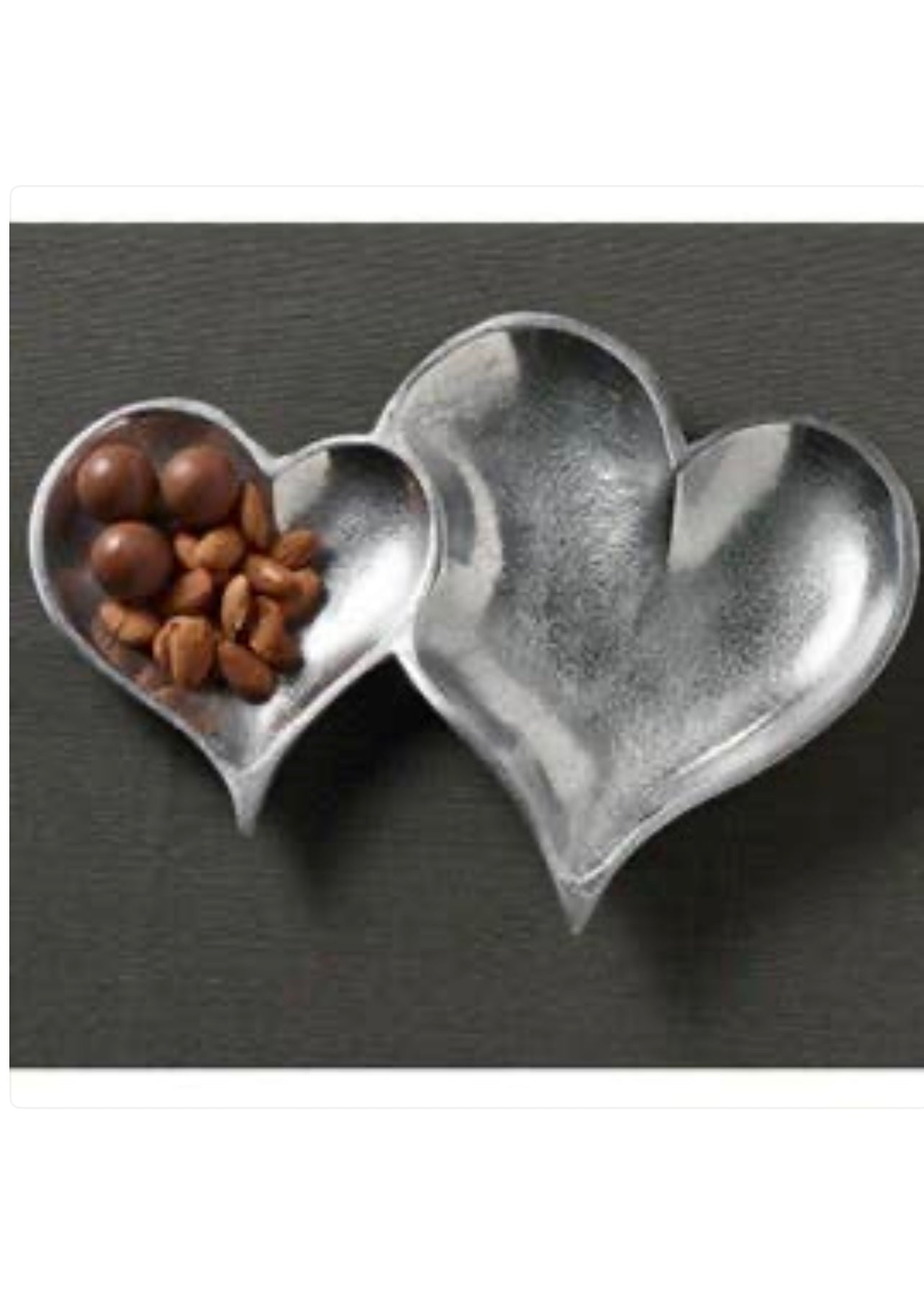 Silver Textured 2-Section Heart Trays