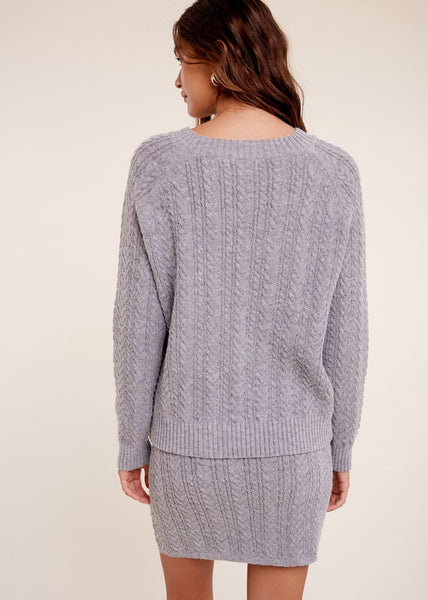 Crazy Cozy Grey Sweater & Skirt Set
