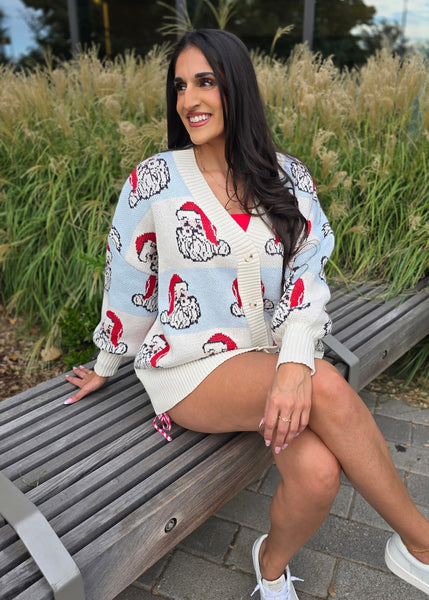 It's Time For Santa Face Oversized Cardigan