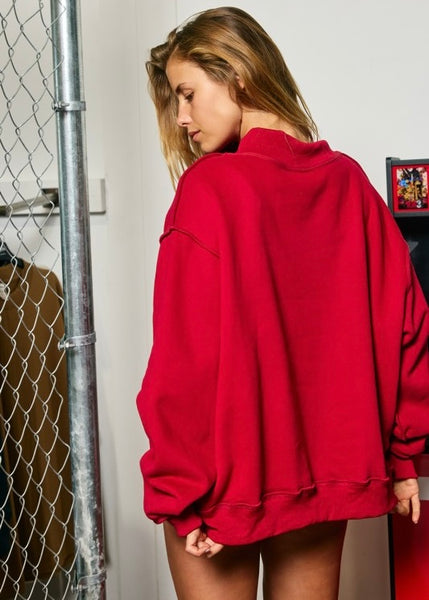 Crimson Oklahoma Mock Neck Sweatshirt