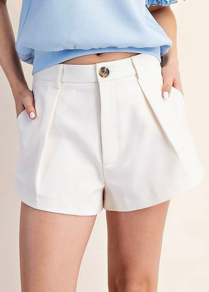 Might Be Enough Cream Pleated Shorts - LAST ONE/LARGE
