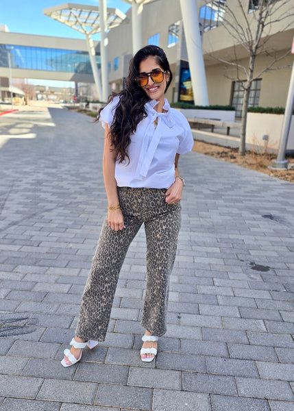 Not Waiting White Collared Tie Top