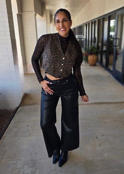 No Going Back Leopard Denim Vest