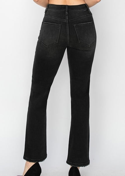 Lexi Black High Rise Crop Straight Jeans