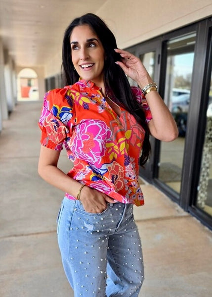 Garden Party Floral Print Top