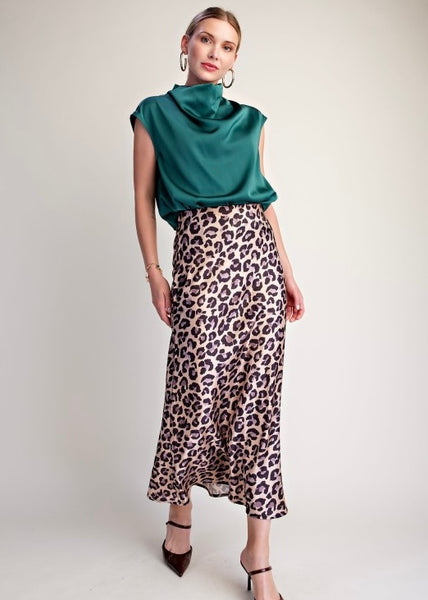 More Fun Leopard Print Midi Skirt