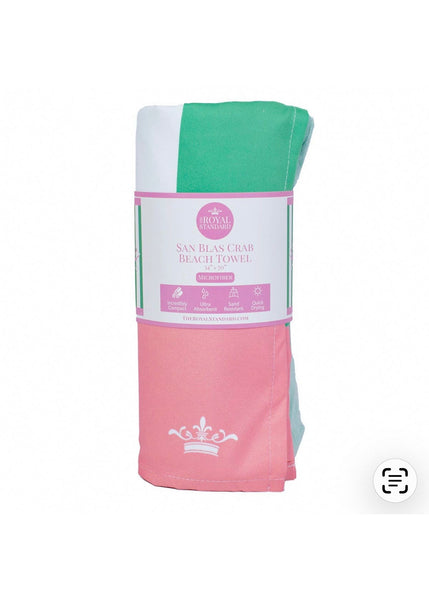 San Blas Crab Beach Towel   Emerald/Pink   34x70